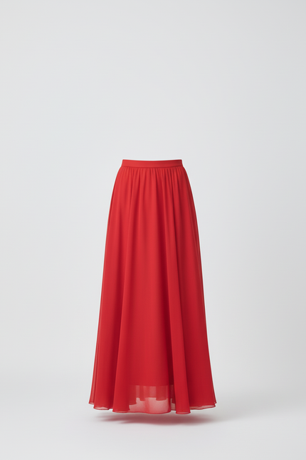 Jupe Longue Rouge Chiffon Fluide