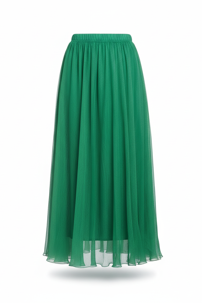 Jupe Longue Verte Chiffon Fluide