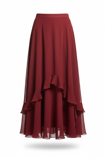Jupe Longue Bordeaux Chiffon Fluide