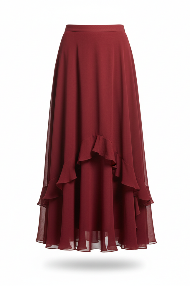 Jupe Longue Bordeaux Chiffon Fluide