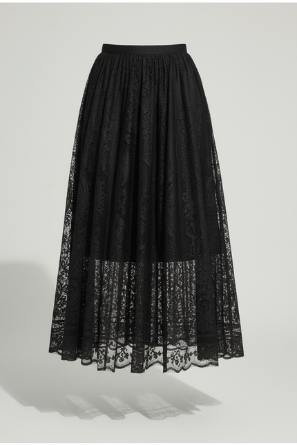 Jupe Longue Dentelle Noire Élégante
