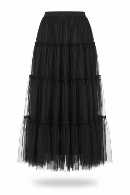 Jupe Longue Violette À Volants Bohème