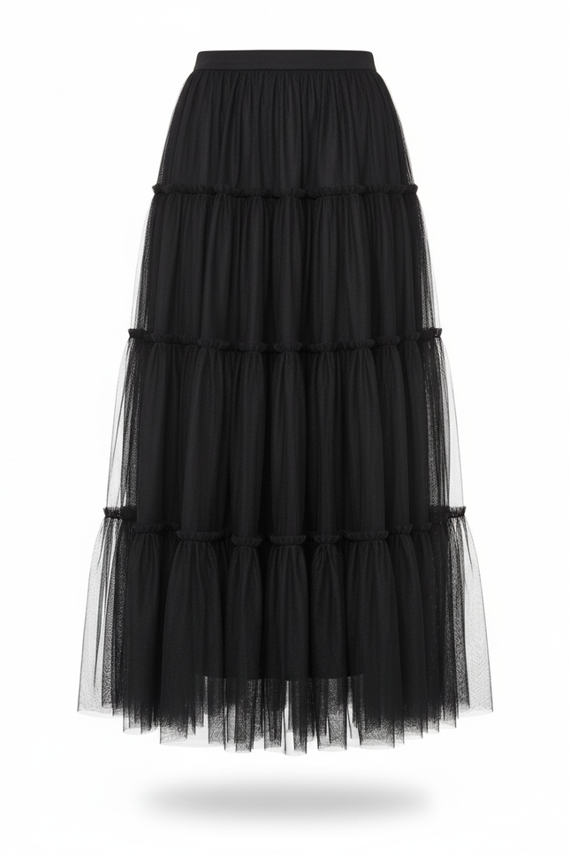 Jupe Longue Violette À Volants Bohème