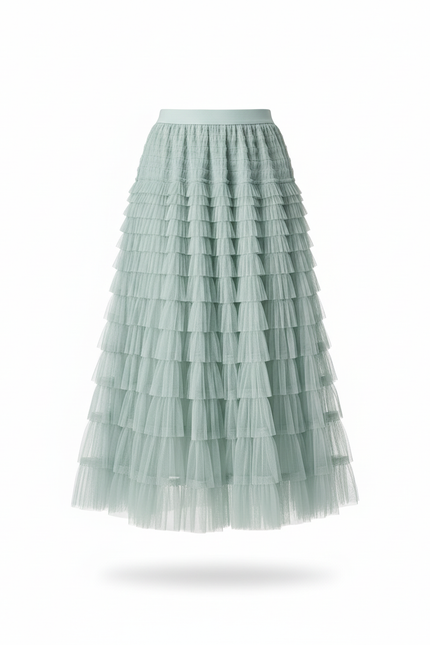 Jupe Longue Tulle Volants Élégante Romantique