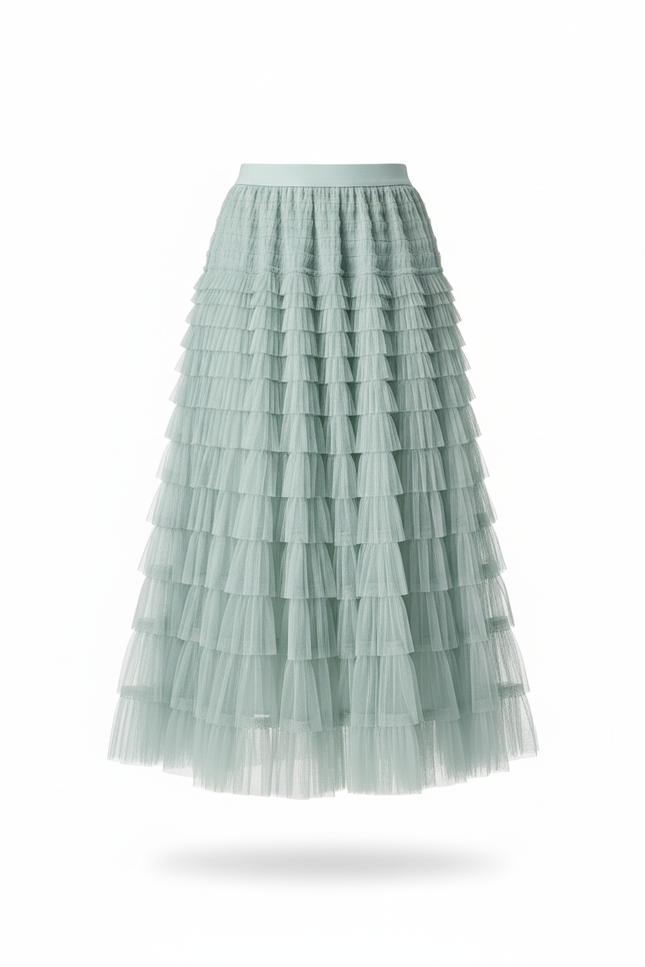 Jupe Longue Tulle Volants Élégante Romantique