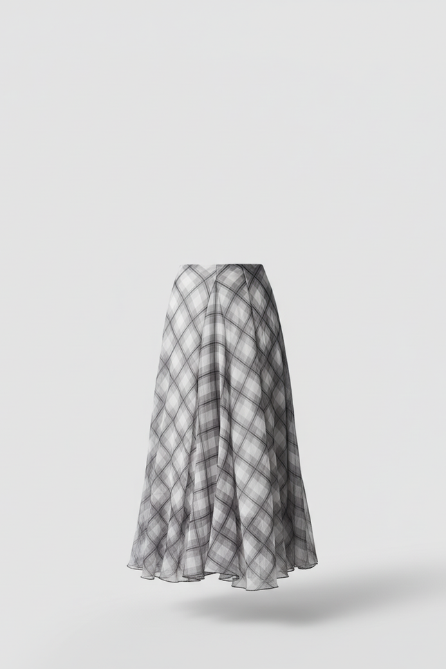 Jupe Longue À Carreaux Fluide