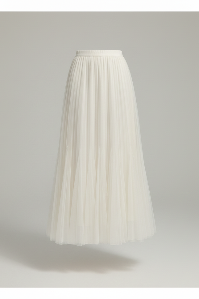 Jupe Longue Écru Plissée Fluide