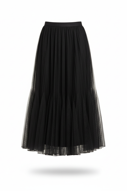 Jupe Longue Noire Plissée Élégante Chic Femme