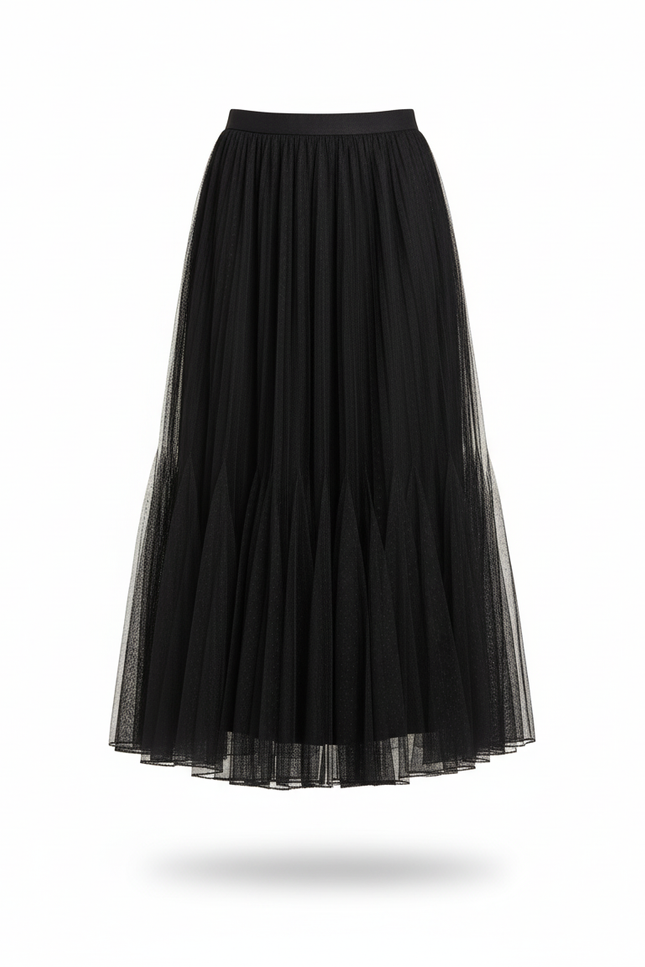 Jupe Longue Noire Plissée Élégante Chic Femme