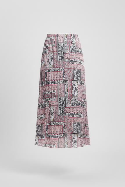 Jupe Longue Plissée Motif Fleuri Fluide