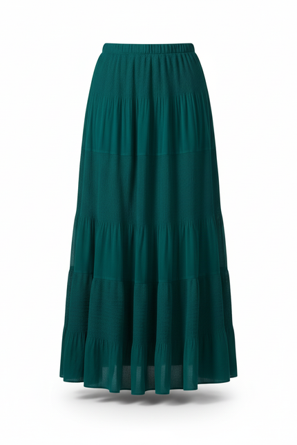 Jupe Longue Plissée Fluide Verte