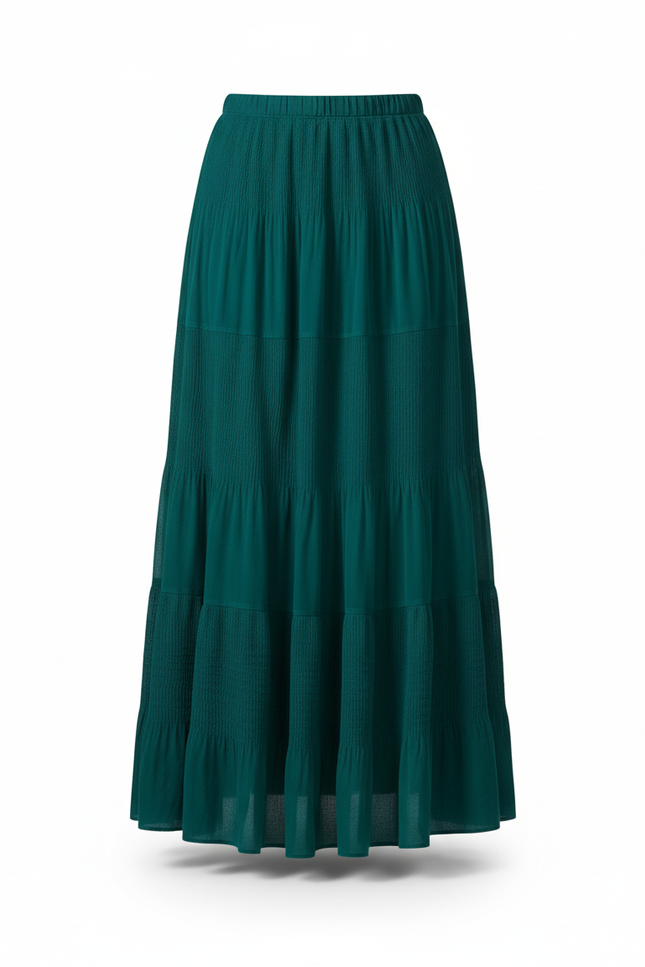Jupe Longue Plissée Fluide Verte