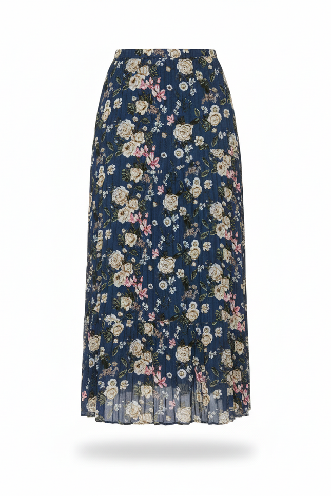 Jupe Longue Florale Plissée Fluide