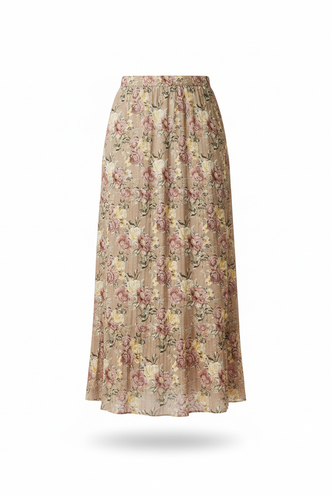Jupe Longue Florale Plissée Fluide Femme