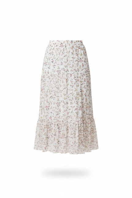 Jupe Longue Florale Plissée Fluide Chic Élégante