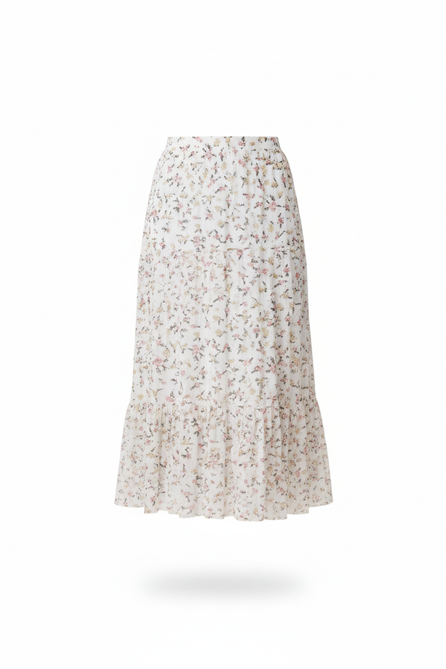 Jupe Longue Florale Plissée Fluide Chic Élégante