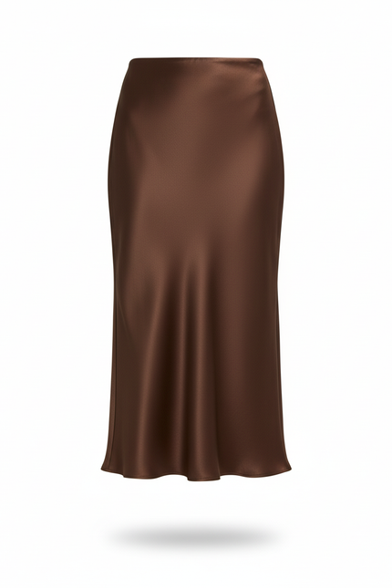 Jupe Longue Satin Chocolat