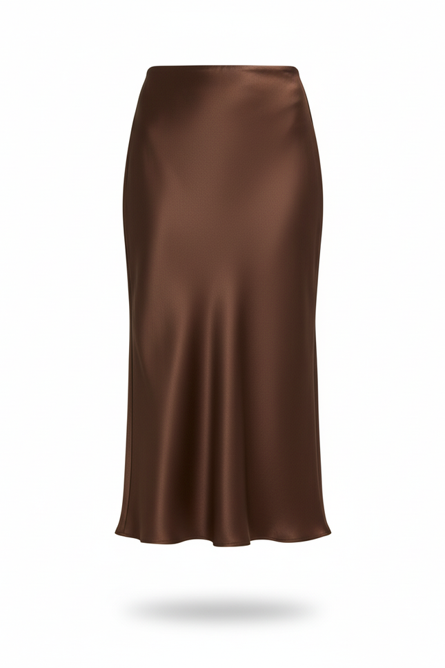 Jupe Longue Satin Chocolat