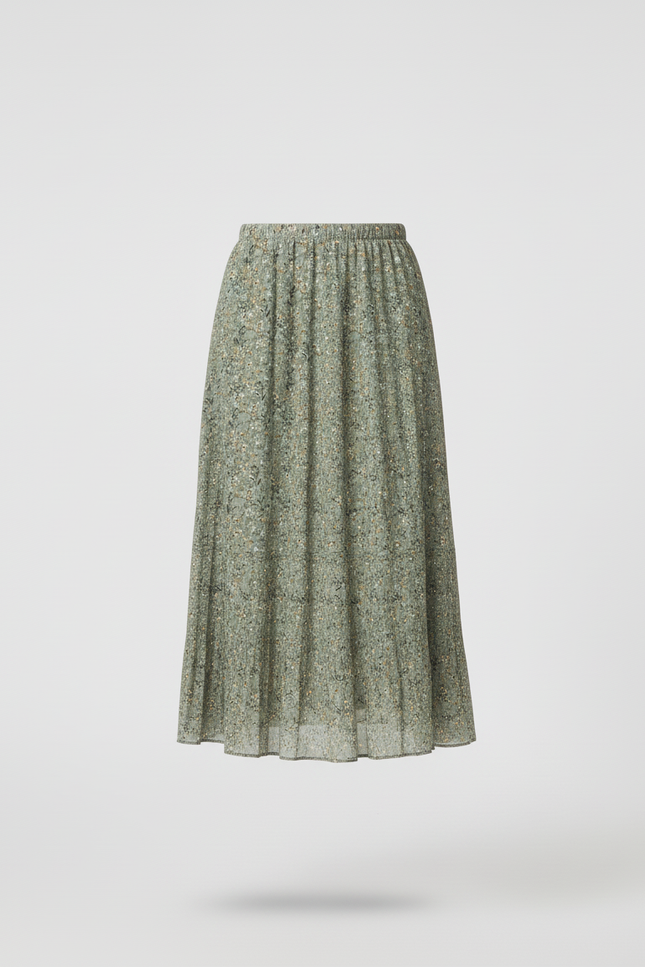 Jupe Longue Verte Plissée Fluide Élégante