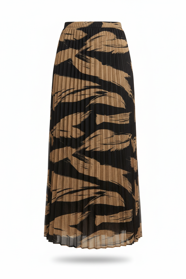 Jupe Longue Plissée Motif Abstrait Chic