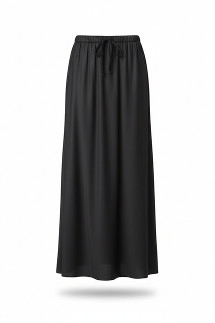 Jupe Longue Satinée Noire Élégante