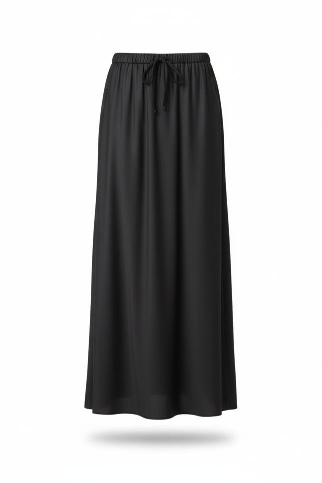 Jupe Longue Satinée Noire Élégante