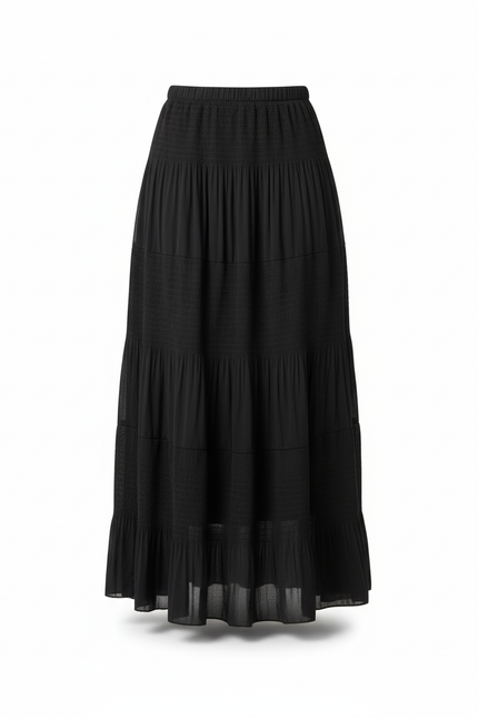 Jupe Longue Noire Plissée Fluide Femme