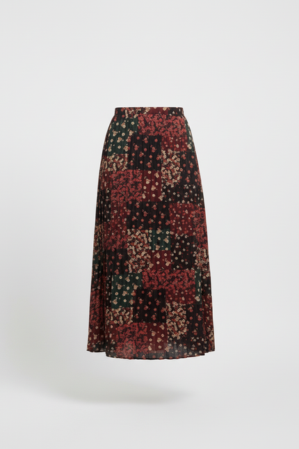 Jupe Longue Plissée Fleurie Fluide Femme Élégante