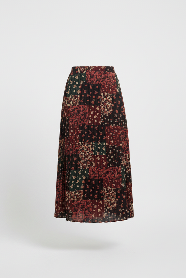 Jupe Longue Plissée Fleurie Fluide Femme Élégante