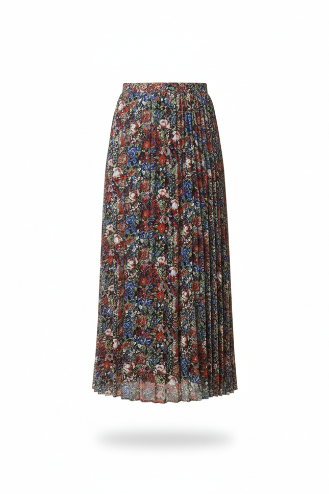 Jupe Longue Plissée Florale Fluide Mode Femme