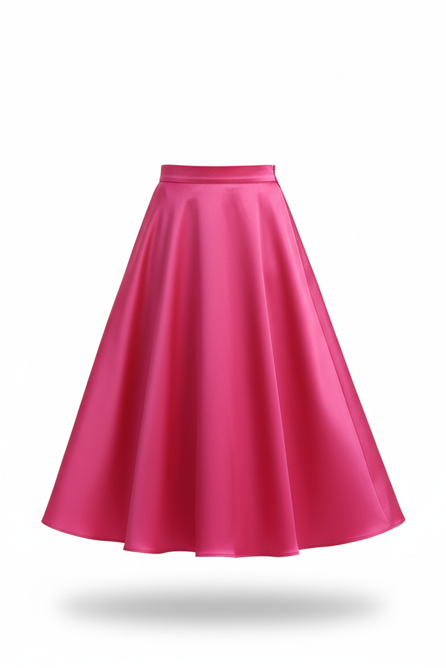 Jupe Longue Fuchsia Satinée Fluide