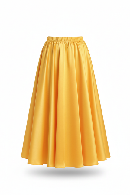 Jupe Longue Jaune Satin Fluide