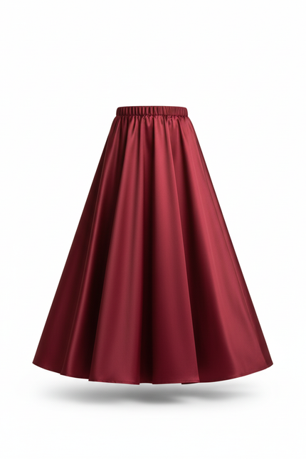 Jupe Longue Rouge Satinée Fluide Femme