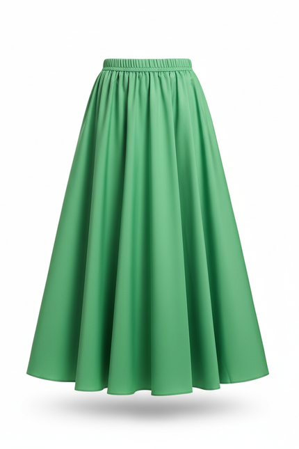 Jupe Longue Vert Satiné Fluide