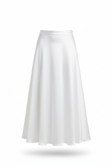 Jupe Longue Blanche Satin Fluide