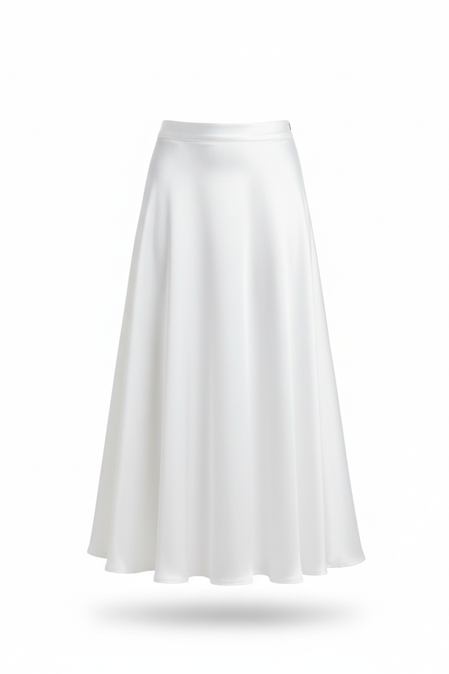 Jupe Longue Blanche Satin Fluide