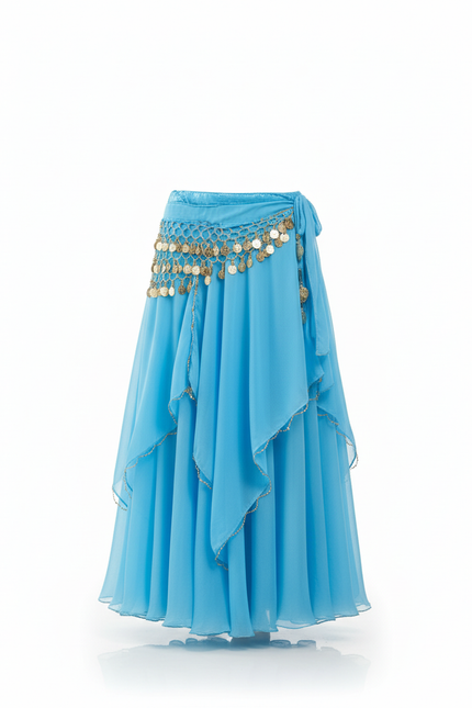 Jupe Longue Bleue Ciel Superposée Fluide