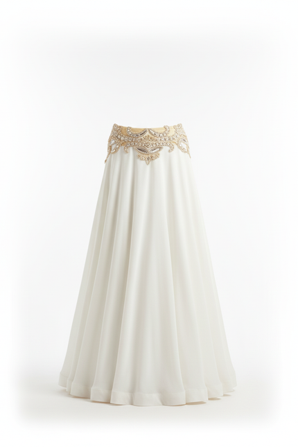 Jupe Longue Blanche Fluide Élégante Femme