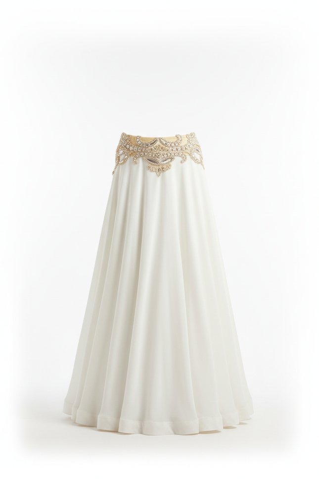 Jupe Longue Blanche Fluide Élégante Femme