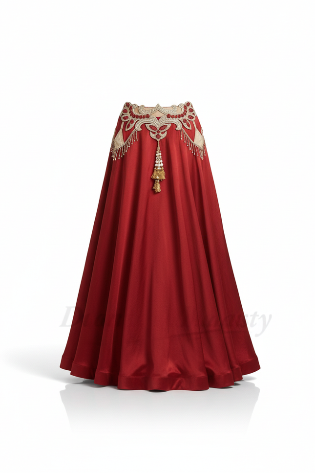 Jupe Longue Rouge Satin Fluide
