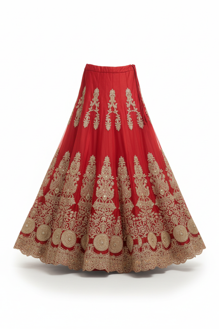 Jupe Longue Rouge Brodée Élégante