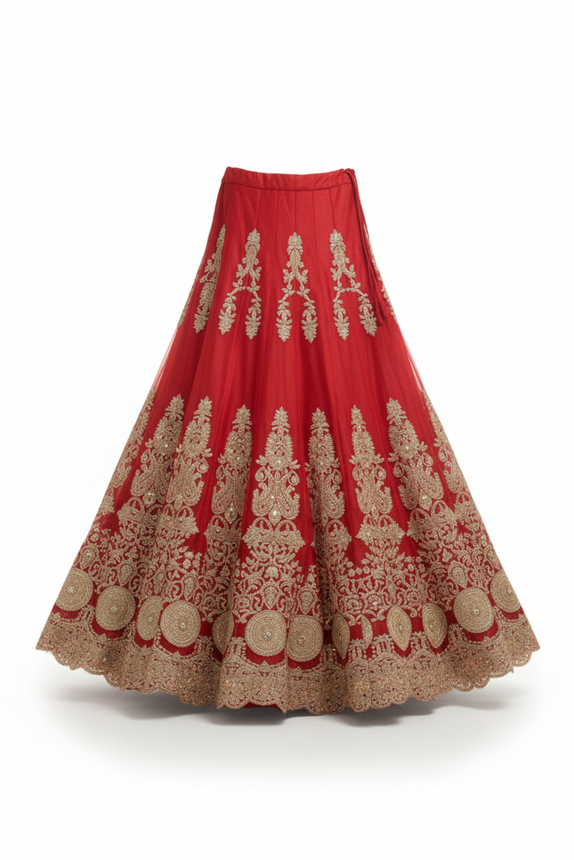 Jupe Longue Rouge Brodée Élégante