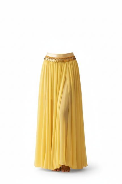 Jupe Longue Jaune Fendue Fluide Chic
