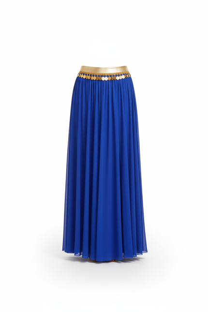 Jupe Longue Bleue Fendue Fluide Femme