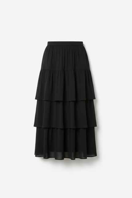 Jupe Longue Satinée Bleue Marine Fluide