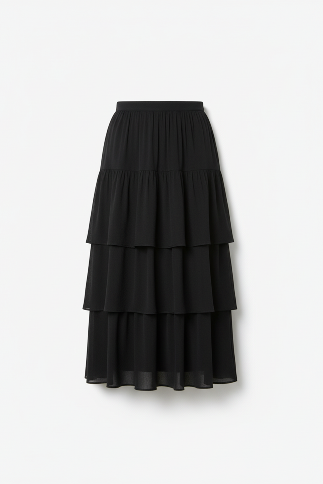 Jupe Longue Satinée Bleue Marine Fluide