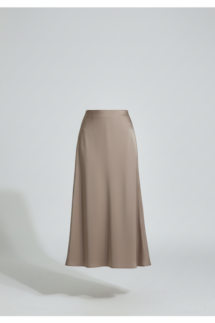 Jupe Longue Beige Satinée Fluide
