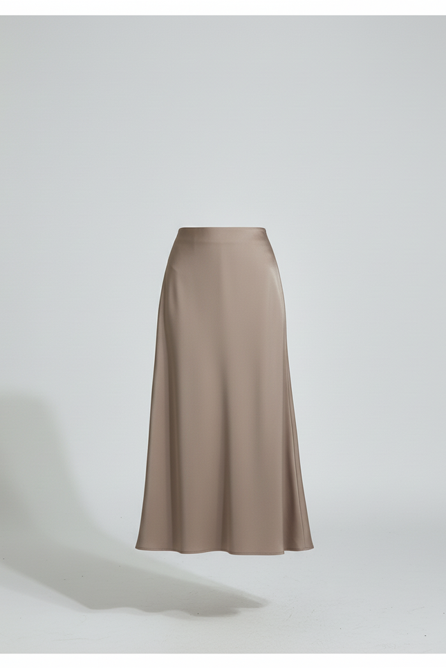 Jupe Longue Beige Satinée Fluide