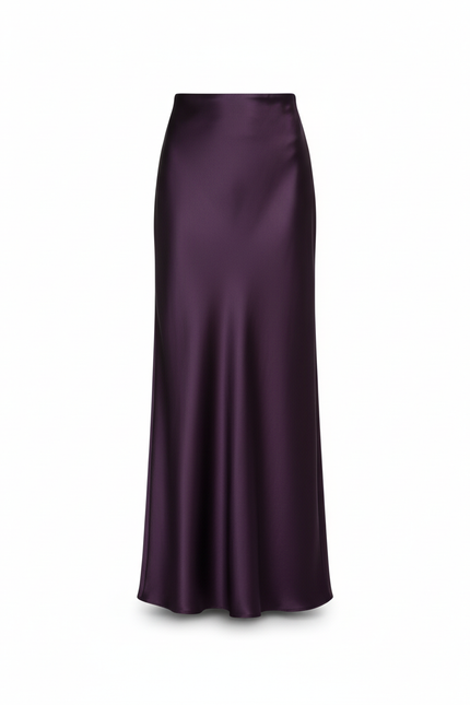 Jupe Longue Pourpre Soie Glacée Fluide