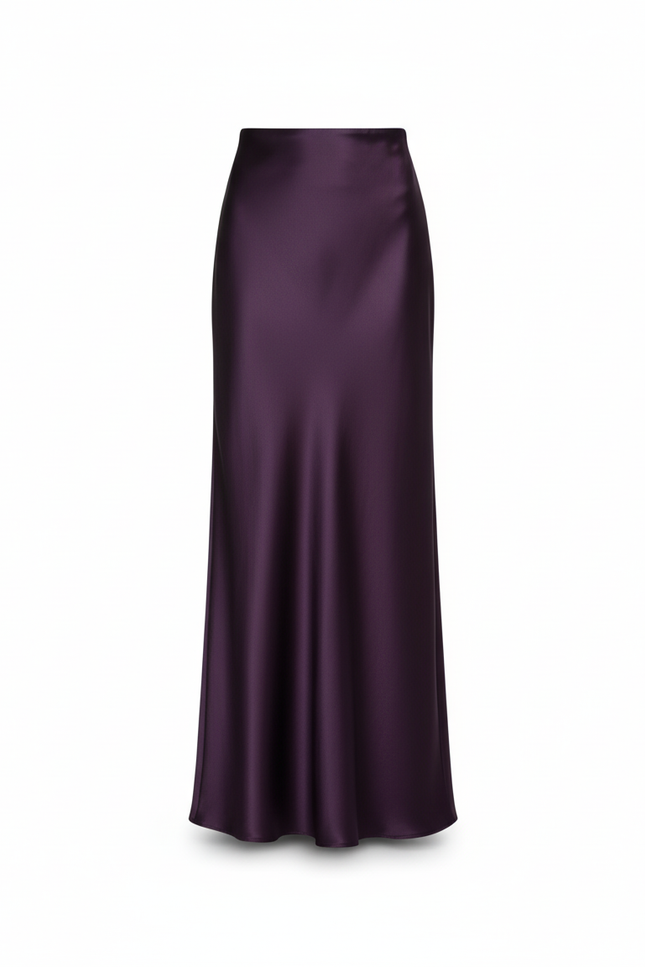 Jupe Longue Pourpre Soie Glacée Fluide
